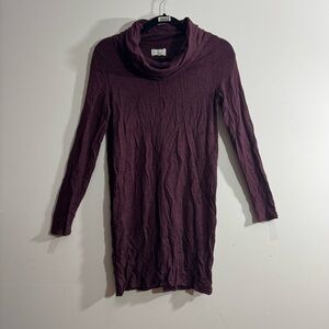 🍷 Lou & Grey Cowl Neck Tunic Sweater Dress XS Burgundy Wine ✨